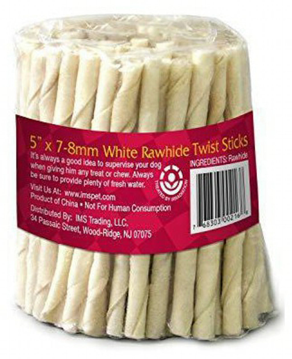 Cadet Rawhide Twist Stick Dog Chews, 5 Inch x 7-8 millimeter, 100 Count, 10 Pack - 